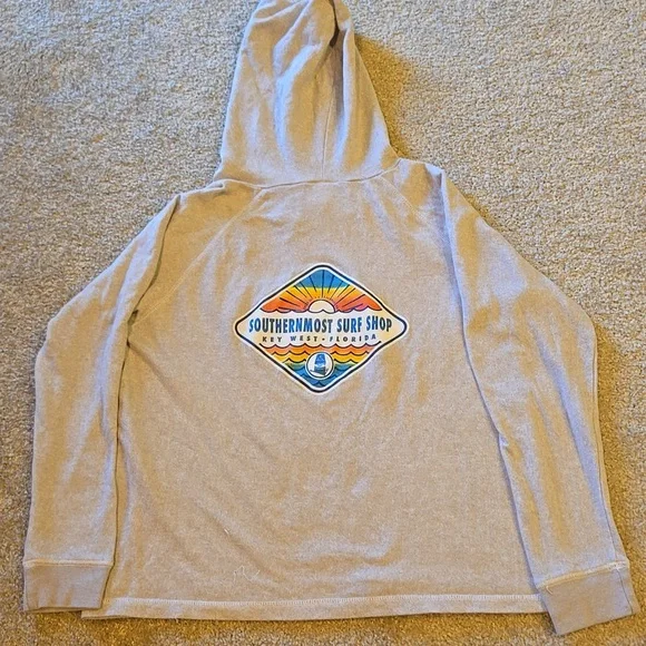 Southernmost Surf Shop Key West Florida Women's Beige Hoodie Sweatshirt Size XL - Picture 5 of 9
